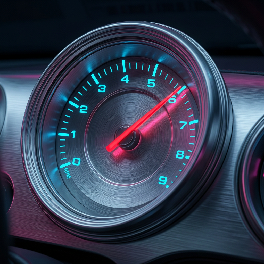 Illuminated tachometer at night